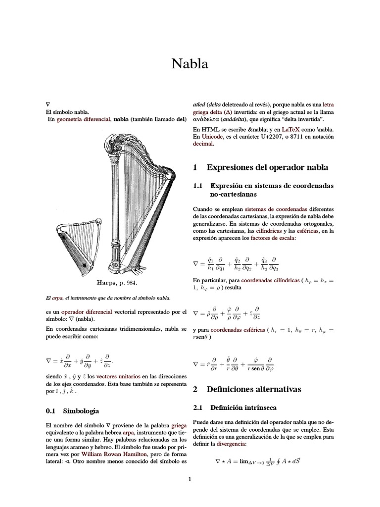 Operador Nabla en Matemáticas | PDF | Notación Matemática | Espacio