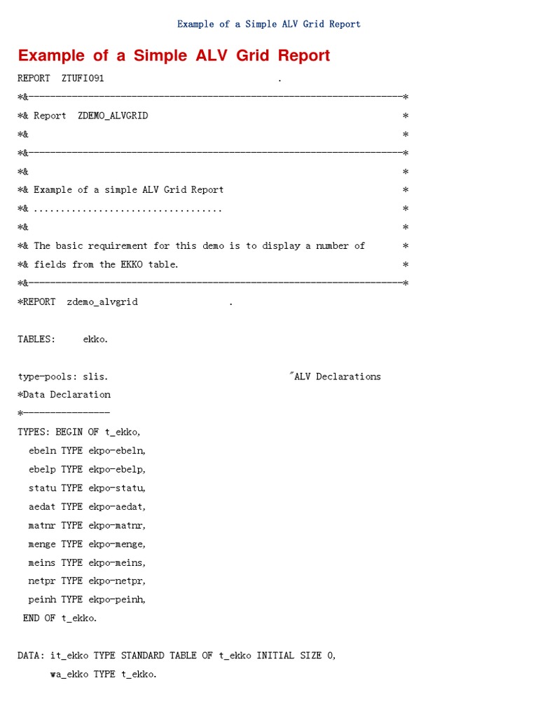 ABAP ALV Report PDF | PDF
