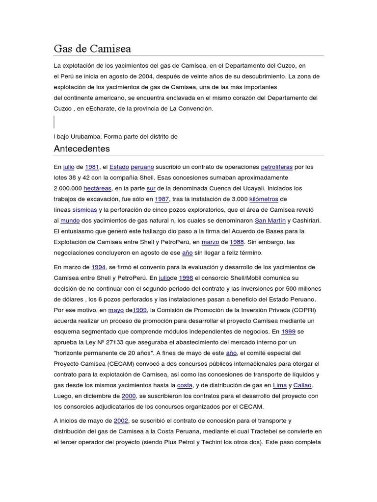 Gas de Camisea | PDF | Energía y recursos | Naturaleza