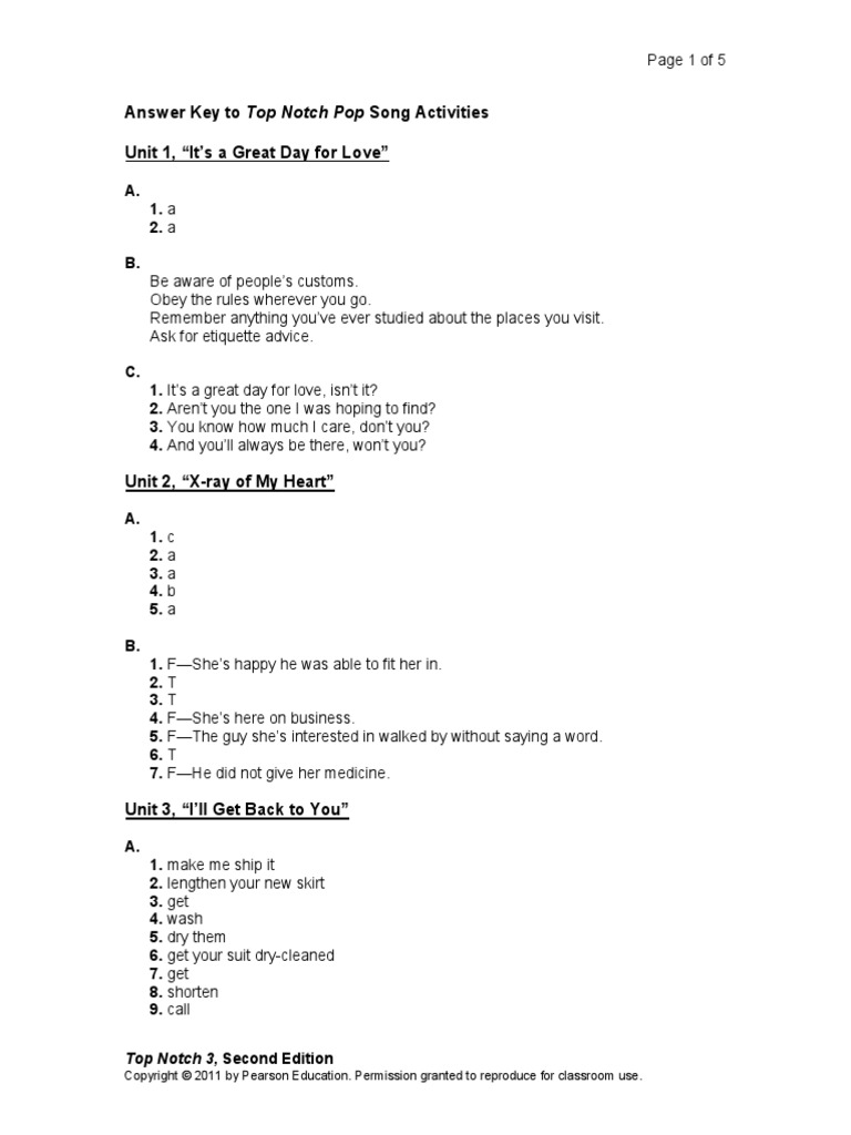 AK Top Notch Pop Activities  PDF  Leisure