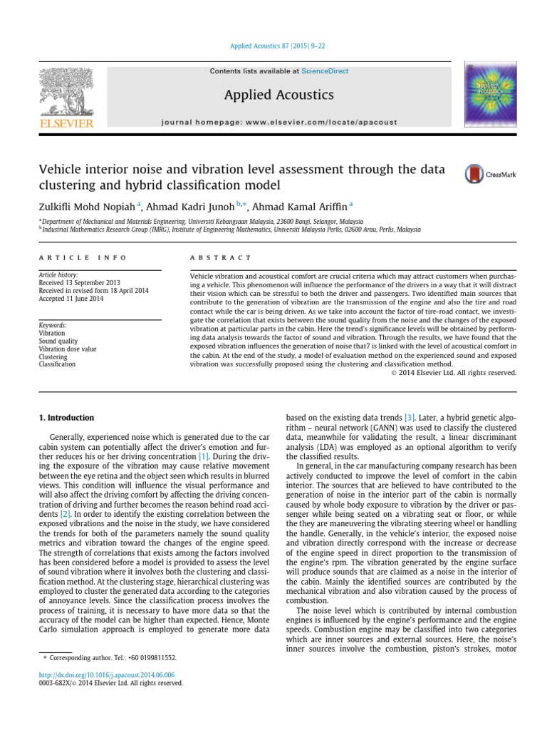 Vehicle Interior Noise and Vibration Analysis | PDF | Cluster Analysis ...