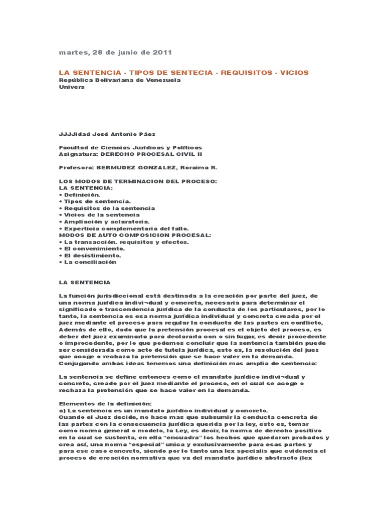 Tipos de Sentencia | PDF | Ley procesal | Demanda judicial