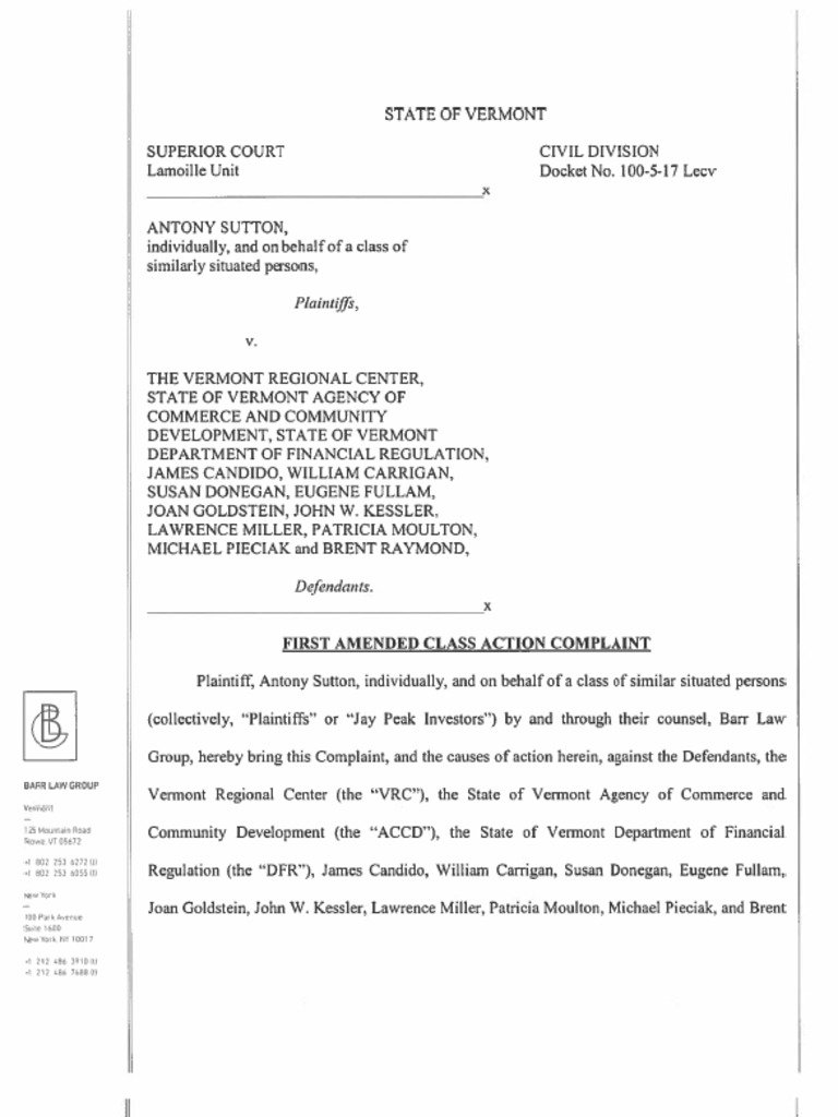 Jay Peak Lawsuit PDF
