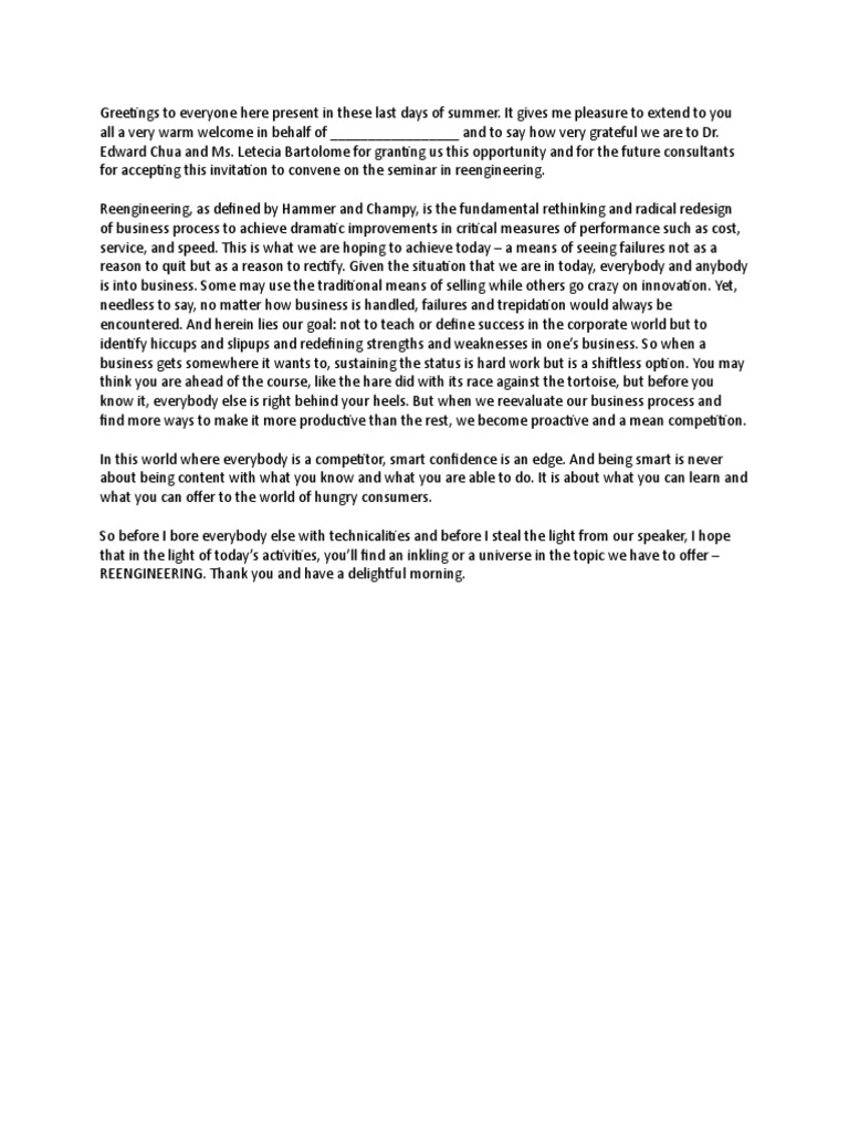 What To Include In An Opening Remarks