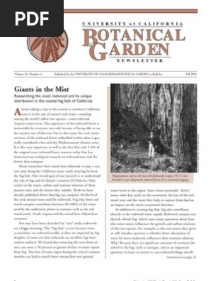 Fall 2001 Botanical Garden University of California Berkeley Newsletter 
