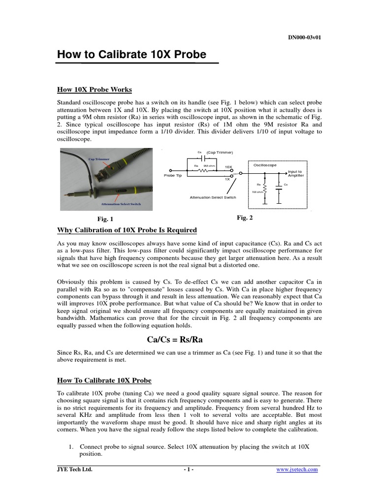 Calibrating a 10X Oscilloscope Probe | PDF | Telecommunications ...
