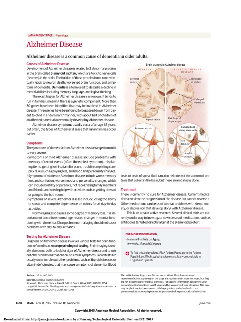 Journal Alzheimer Disease PDF Alzheimer s Disease Dementia