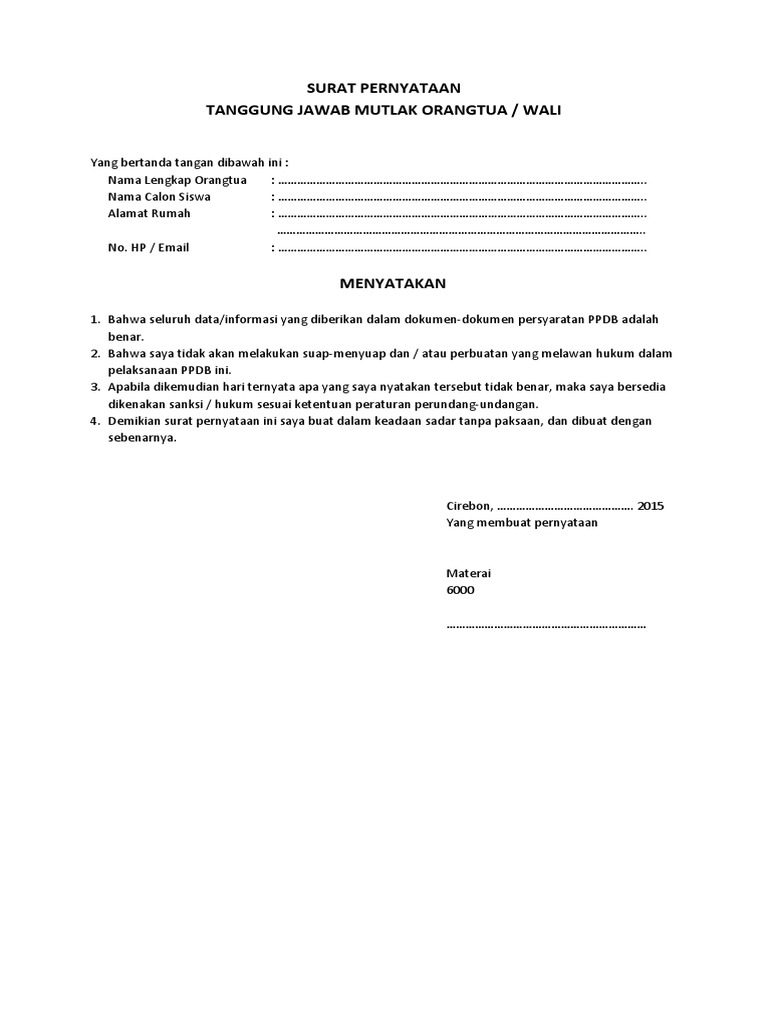 Surat Pernyataan Kartu Kis Sktm Kip