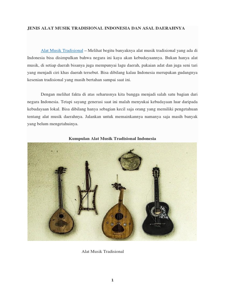 Gambar Alat Musik Daerah Beserta Asal Daerahnya - Berbagai Alat
