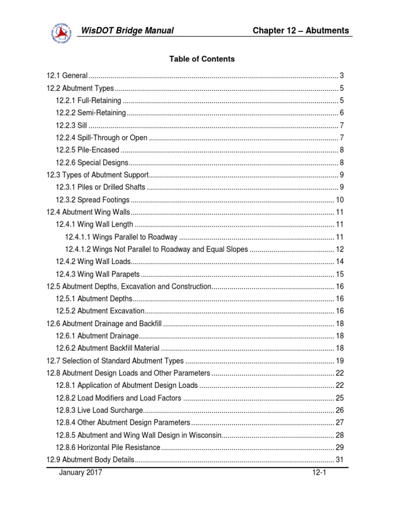 Wisdot Bridge Manual Chapter 12 Abutments PDF Deep Foundation