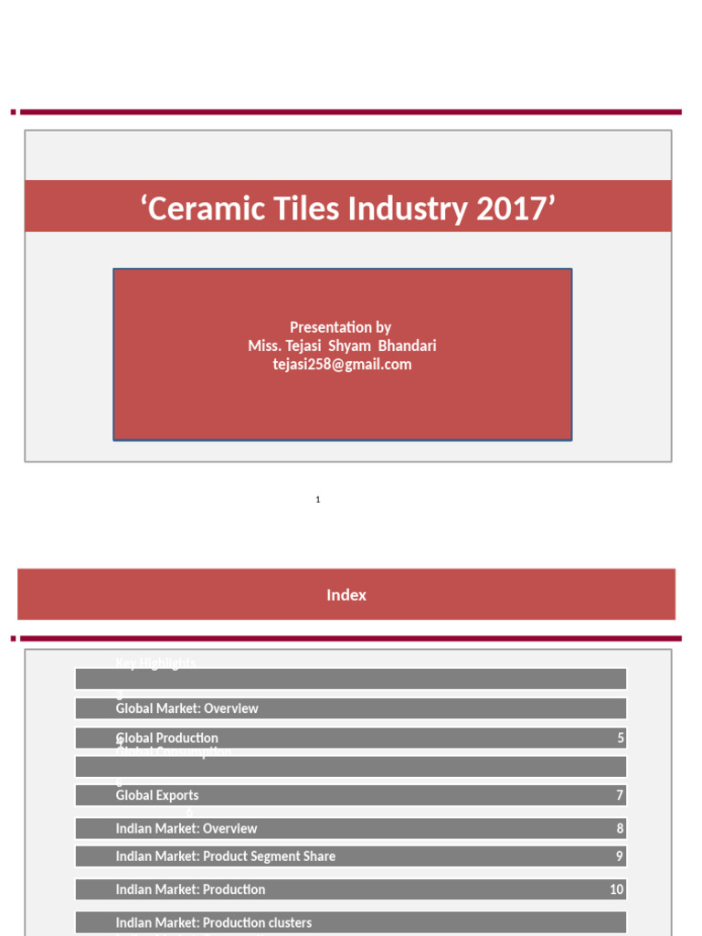 Ceramic Tiles Industry 2017 Economies Economy (General) Free 30