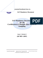 IAF-MD1-2007 Certification of Multiple Sites Based On Sampling
