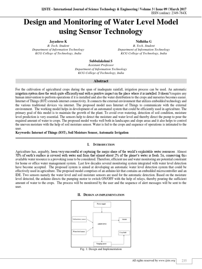 Automated Water Level Monitoring System | PDF | Internet Of Things ...