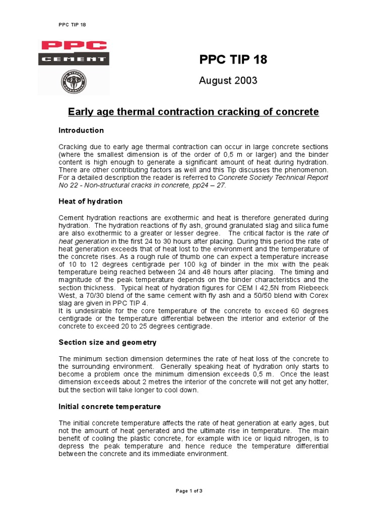 Early Age Thermal Cracking in Concrete | PDF | Concrete | Temperature