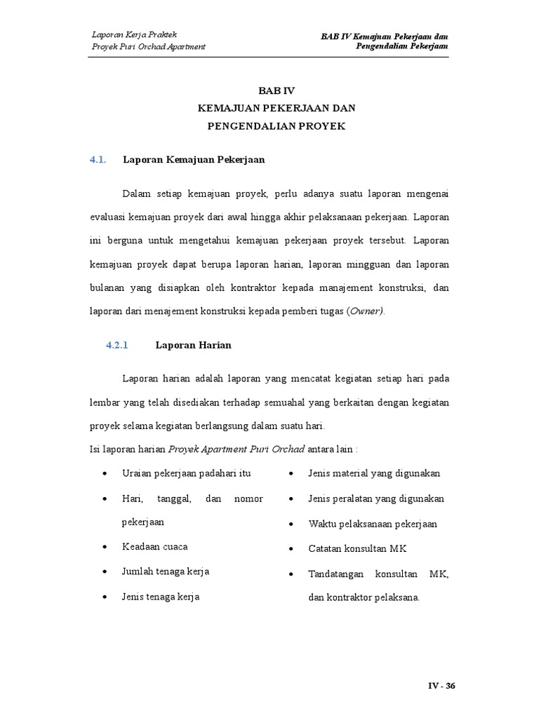 Bab Iv Pengendalian Kemajuan Proyek