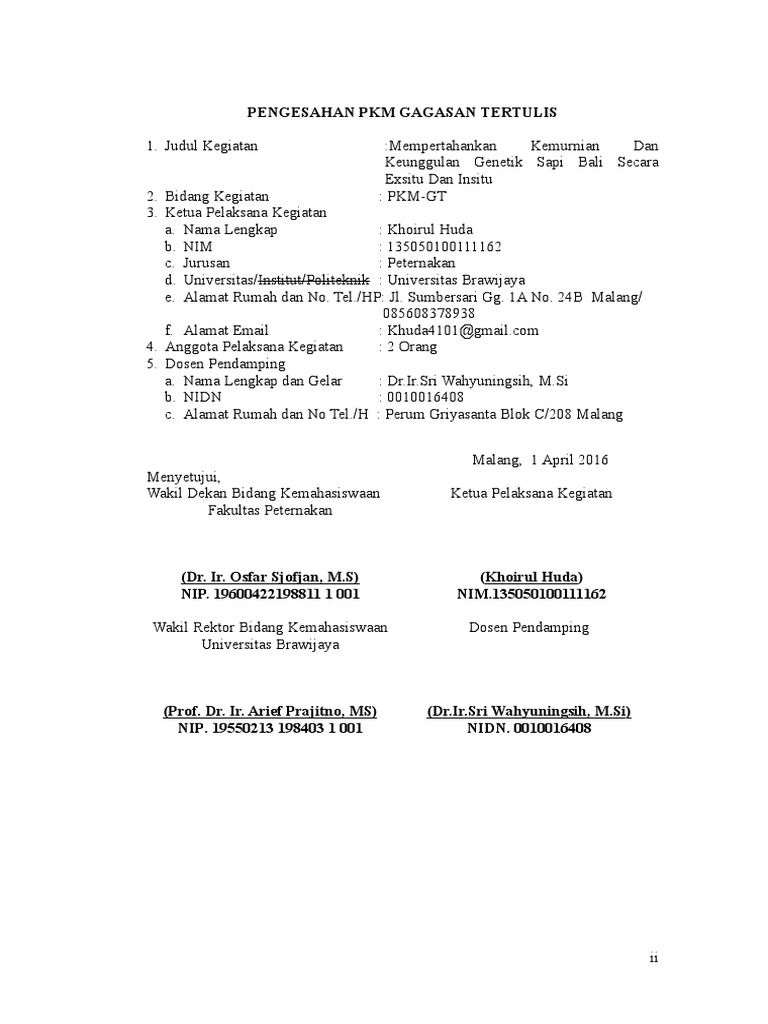 Lembar Pengesahan PKM GT Bu Wahyu | PDF | Kesehatan Holistik ...