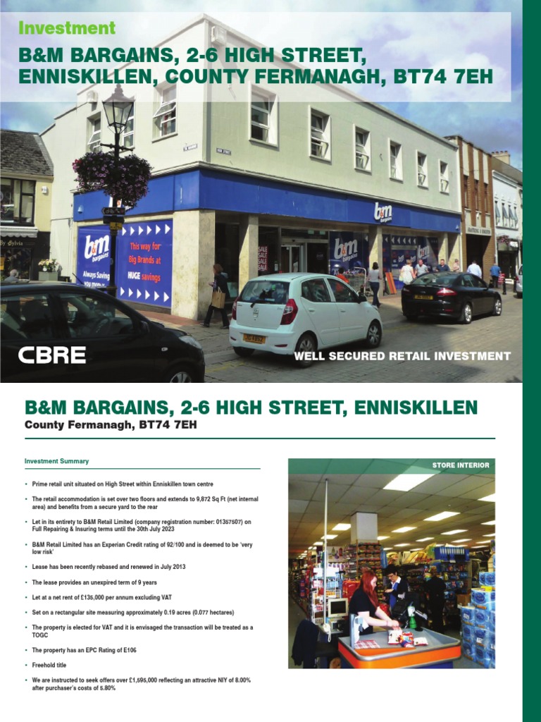 B&M Bargains, 26 High Street, Enniskillen, County Fermanagh, Bt74 7Eh