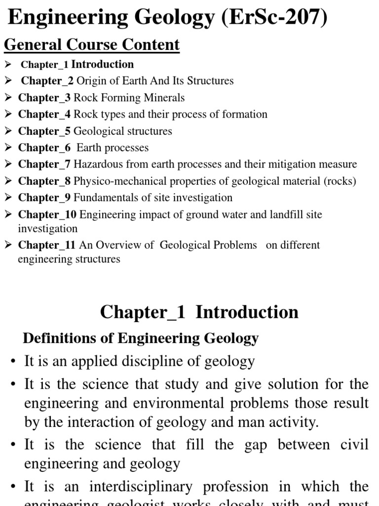Engineering Geology Overview | PDF | Weathering | Igneous Rock