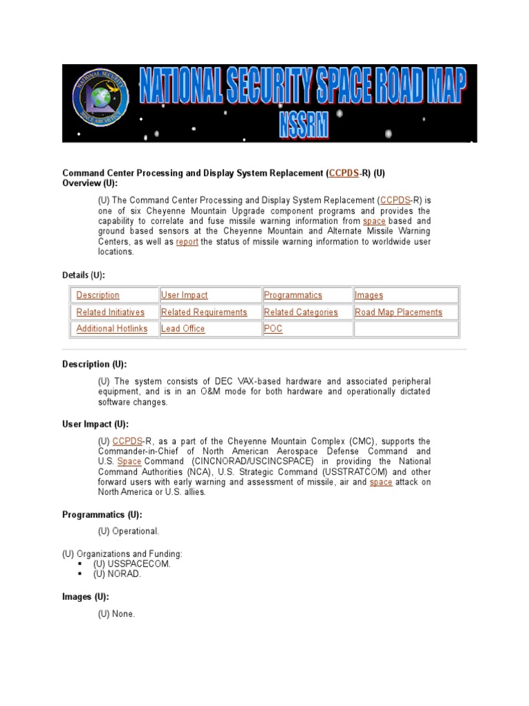 CCPDS-R Overview for NORAD Operations | PDF | North American Aerospace ...
