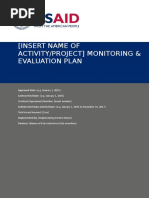 (Insert Name of Activity/Project) Monitoring & Evaluation Plan