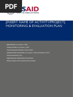 (Insert Name of Activity/Project) Monitoring & Evaluation Plan