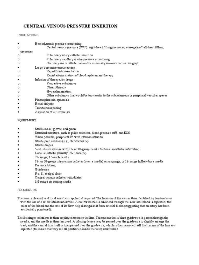 CVP Insertion and Indications Guide | PDF | Medical Ultrasound ...