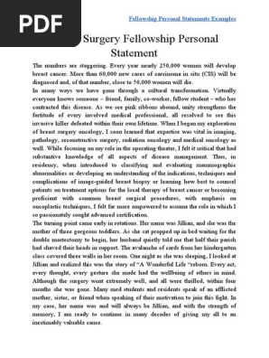 Fellowship Personal Statements Examples
