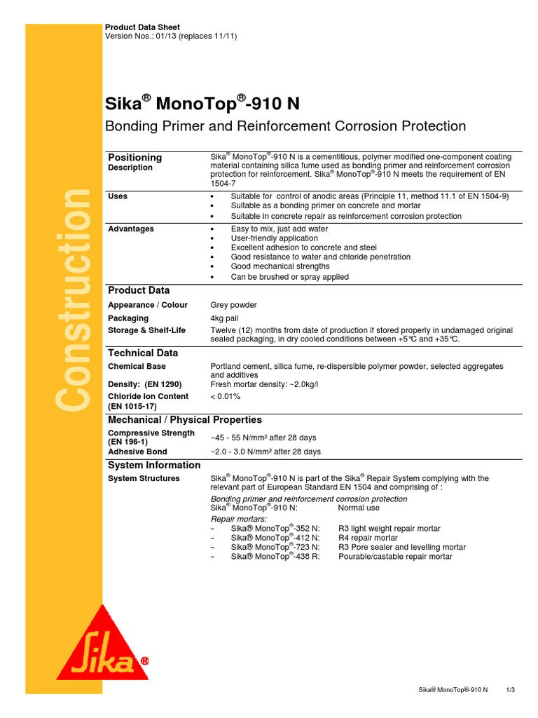Sika MonoTop 910 N Primer PDS.pdf Concrete Corrosion