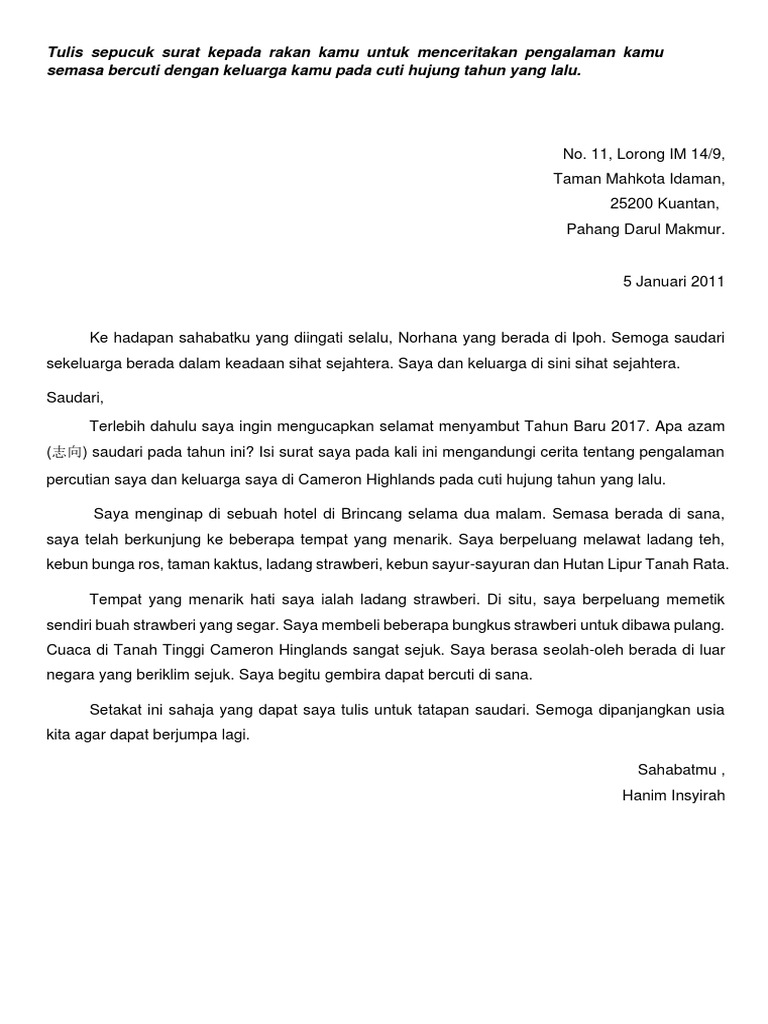 Surat Tidak Rasmi T5 | PDF