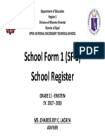 School Form 1 (SF 1) School Register: Ms. Chariss Joy C. Lacaya