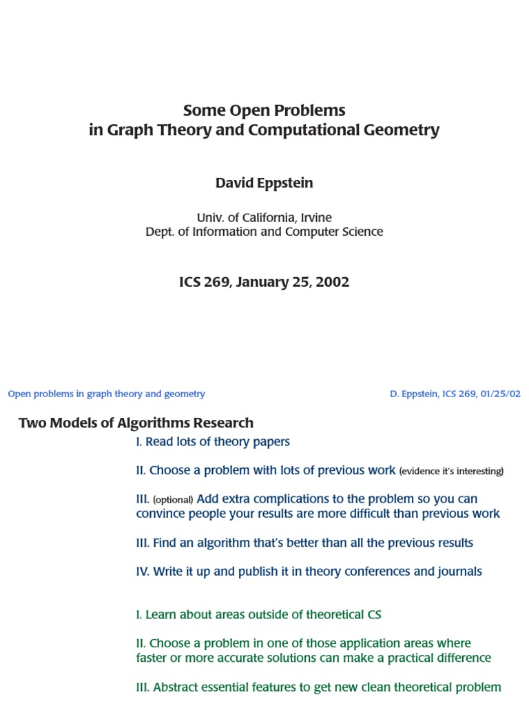 Open Problems in Graph Theory | PDF | Graph Theory | Applied Mathematics