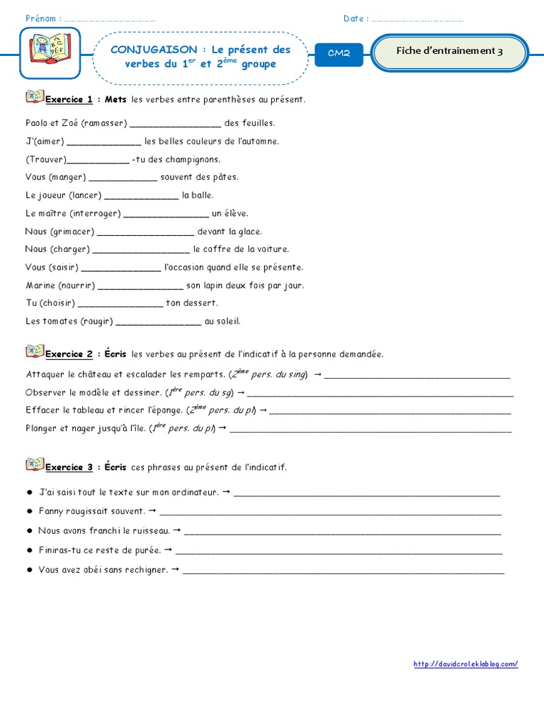 Verbes Du 1er Et 2ème Groupe Au Présent Exercices Pdf Fiche 3 Le Present Des Verbes Du 1er Et 2eme Groupe | Style (fiction