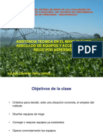 Asistencia Tecnica en El Manejo y Uso Adecuado de Equipos y Accesorios de Riego Por Aspersión