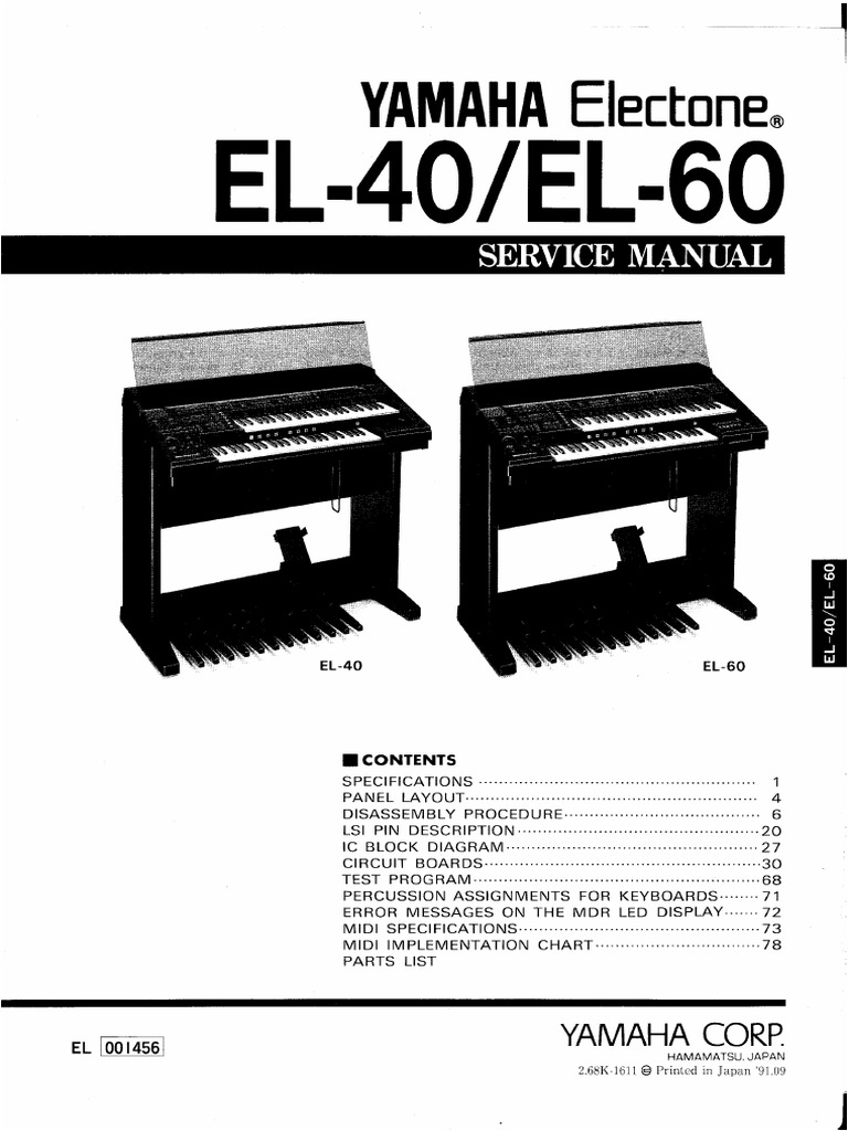 Yamaha Electone El-40 El-60 | PDF