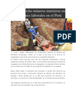 En 2015 Ocho Mineros Murieron en Accidentes Laborales en El Perú