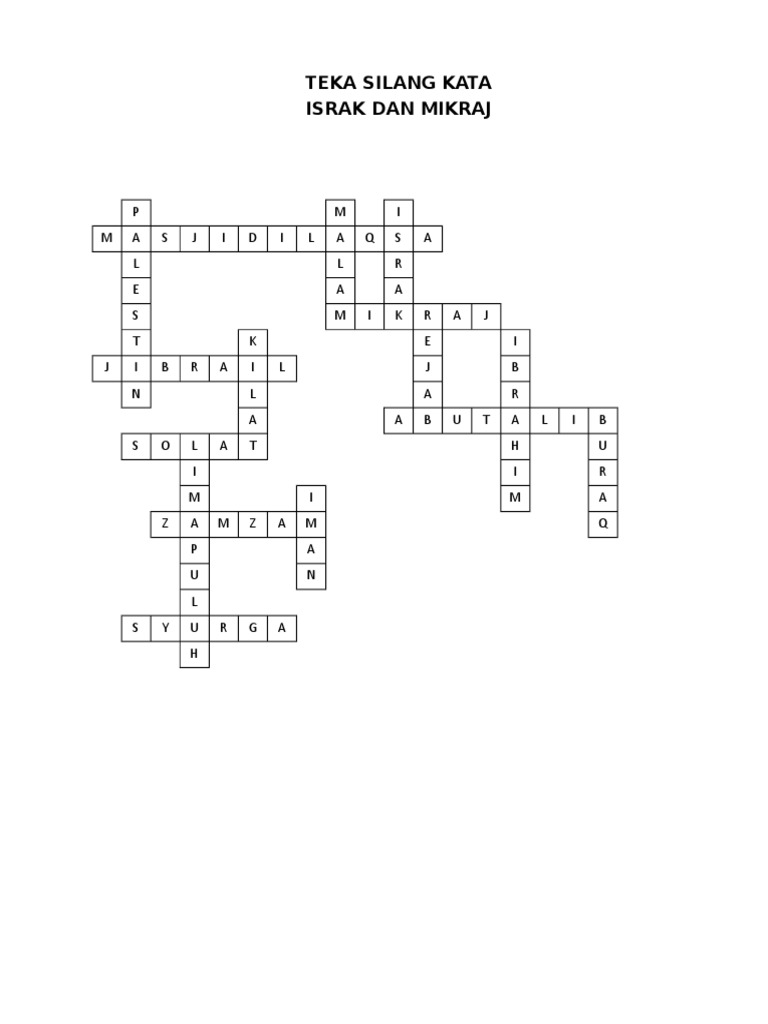 Teka Silang Kata Jawapan