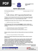 6.15.17 TRAFFIC ADVISORY 2017 Congressional Baseball Game
