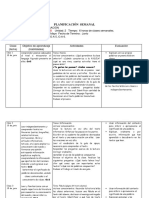 Planificación semanal de Lenguaje y Comunicación en escuela de Valdivia