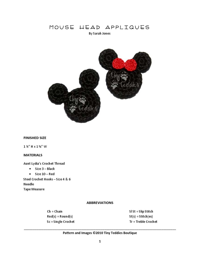 Mouse Head Appliques | PDF