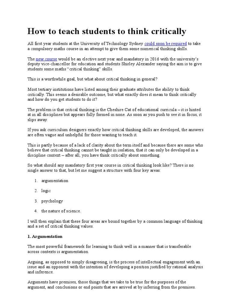 How To Think Critically Pdf
