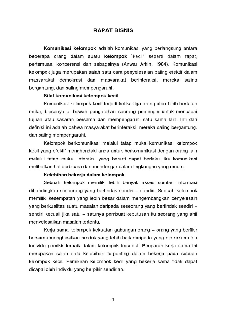 Makalah Rapat Bisnis Komunikasi Bisnis