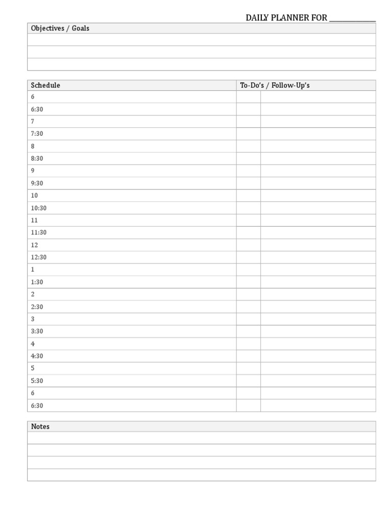 Daily Planner Template for Goals | PDF | Career & Growth