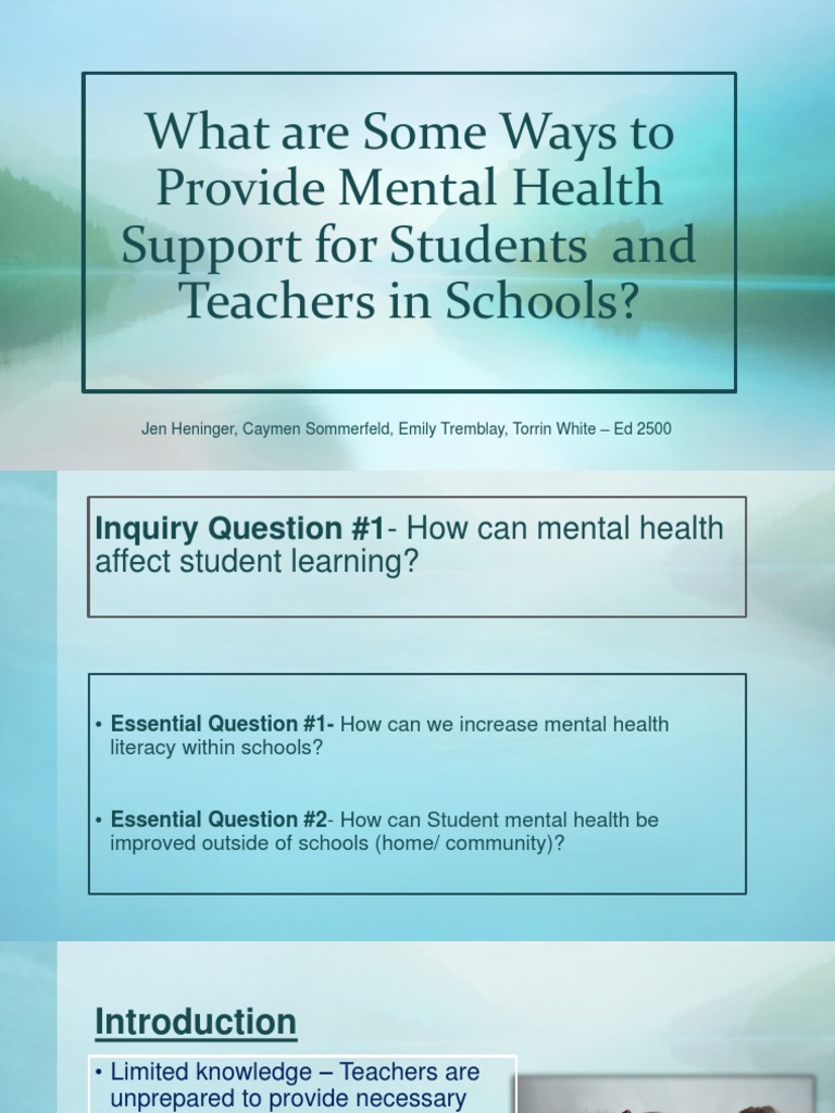 Mental Health Support in Schools | PDF | Mental Health | Mental Disorder