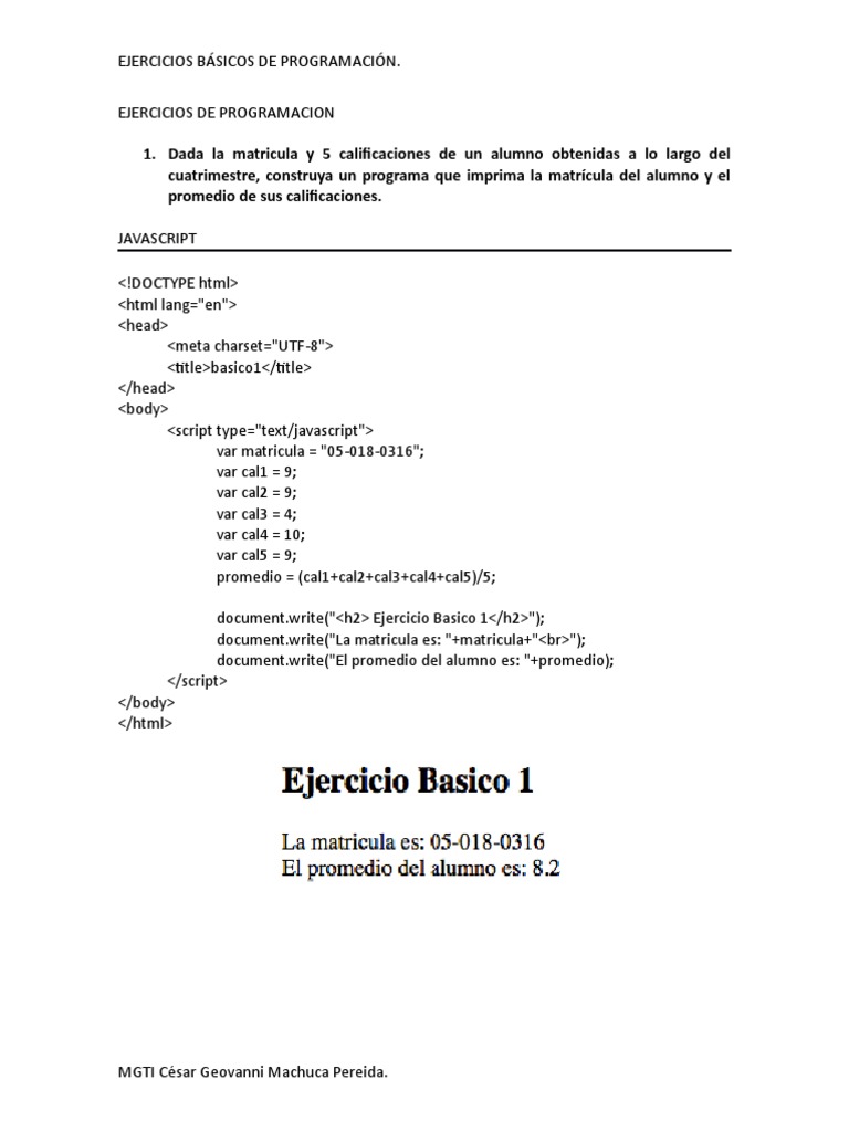 Ejercicios Basicos | PDF | Script Java | Enseñanza de matemática