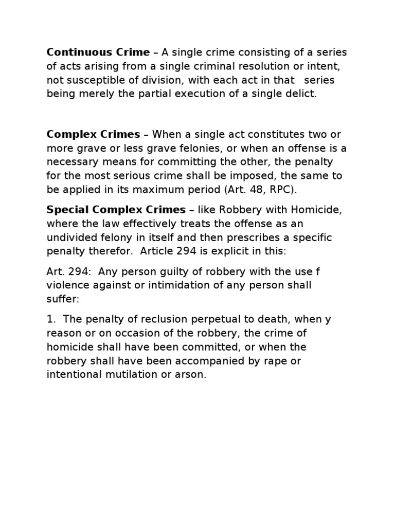 Understanding Continuous and Complex Crimes | PDF | Social Science | Law