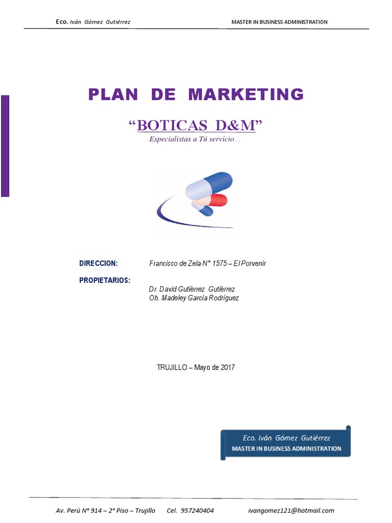 Plan de Marketing para Boticas D&M | PDF | Farmacia | Medicamentos con ...