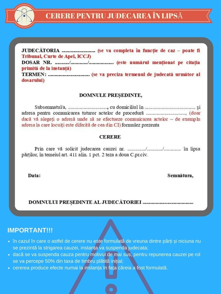 Model Cerere Judecare In Lipsa Pe Noul Cod De Procedura Civila