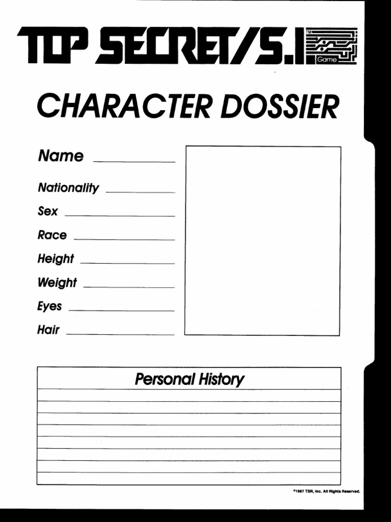 Top Secret Character Dossier Pdf