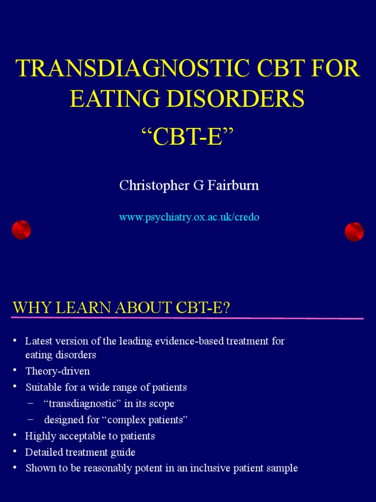 Overview of CBT-E for Eating Disorders | PDF | Major Depressive ...
