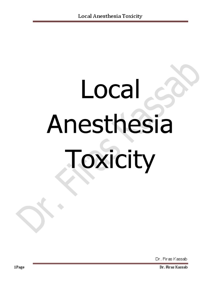 Local Anesthesia Toxicity PDF Anesthesia Pharmacology